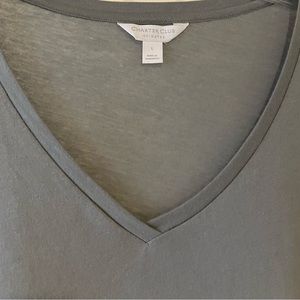 Charter Club pajama top, long sleeve, v-neck, gray, soft cozy, new without tags